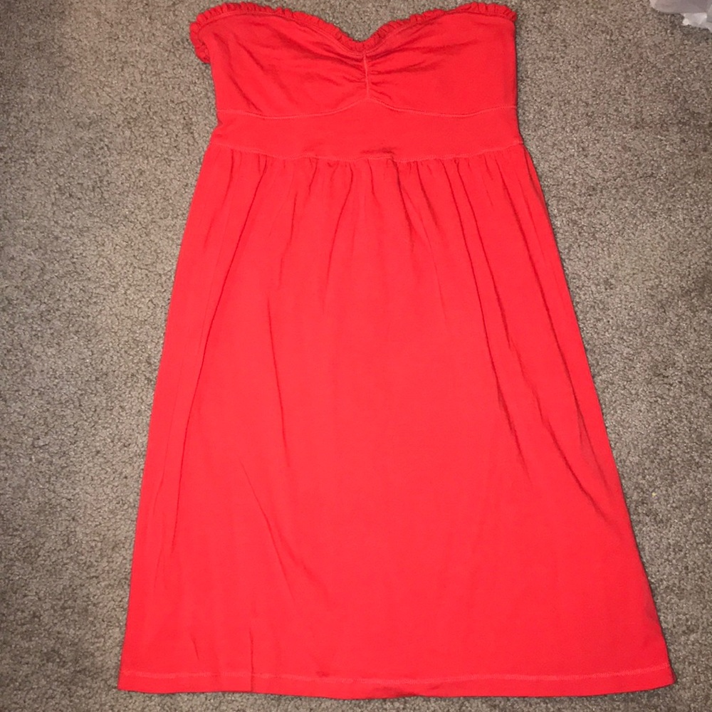 Basic Strapless Coral/Scarlet Dress Forever 21